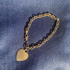 Vintage Sterling Silver Heart Charm Bracelet 925 Italy